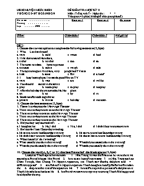 Đề kiểm tra học kỳ II môn Tiếng Anh 7 - Đề 3 - Năm học 2014-2015 - Phòng GD & ĐT Hoài Nhơn